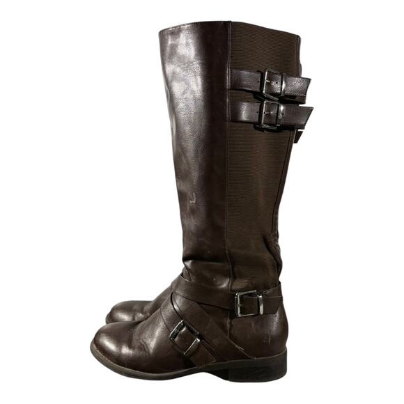 Torrid Women’s Brown Knee High Riding Boots Size 9.5 M Wide Calf Buckles - Picture 5 of 9